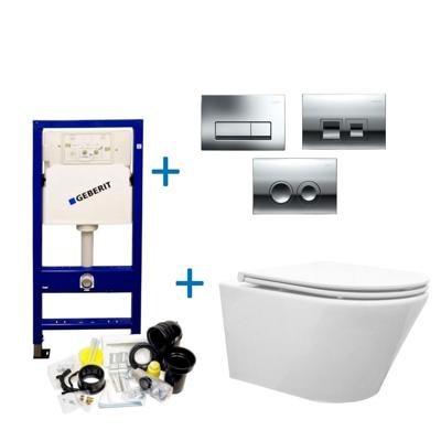 Geberit up100 Toiletset Vesta Tornado Flush Rimless | Met Zitting | Delta Drukplaat