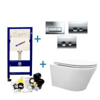 Geberit up100 Toiletset Vesta Tornado Flush Rimless | Met Zitting | Delta Drukplaat - thumbnail