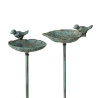 Tuinsteker vogeldrinkschaal gietijzer groen - thumbnail