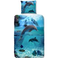 Good Morning Kinderdekbedovertrek "dolfijnen" - Blauw - (140x200/220 cm) - Katoen - thumbnail