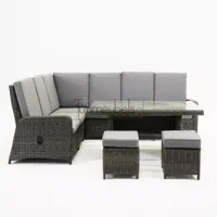 Hoekbank Vita Veloso wicker incl tafel en hockers - thumbnail