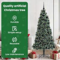 VidaXL Kunst kerstboom met verlichting en bal set groen 180 cm pet - thumbnail