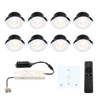 Set van 8 Cadiz LED Mini Inbouwspots met Trafo en Muurdimmer - 12 Volt 3 Watt 200 lumen - Dimbaar - Plat 26mm - 2700K - IP44 waterdicht - Wit - Veranda Spotjes - Overkapping Spotjes - thumbnail