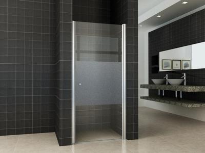 Partly nisdeur rechts 800 x 2000 x 8 mm nano helder glas met melkglas middenband/chroom Partly nisdeur rechts 800 x 2000 x 8 mm nano helder glas met melkglas middenband/chroom