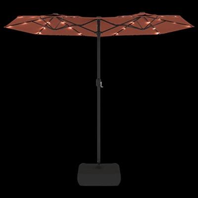 Parasol dubbel dak met LED's 316x240 cm terracottakleurig