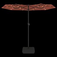 Parasol dubbel dak met LED's 316x240 cm terracottakleurig - thumbnail