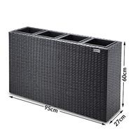 Polyrattan Bloembak 4 delig - Zwart - 95 x 27 x 60 cm - thumbnail