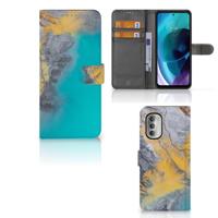 Motorola Moto G51 5G | Bookcase | Marble Blue Gold - thumbnail