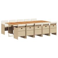 11-delige Tuinset met kussens poly rattan beige - thumbnail