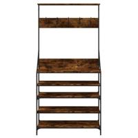 VidaXL Kledingrek met schoenenrek 90x34x184 cm gerookt eikenkleurig - thumbnail