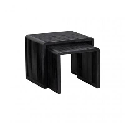 WOOOD Bijzettafel 'Willa' Set van 2 stuks, Teakhout, kleur Zwart