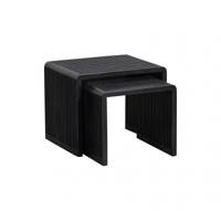 WOOOD Bijzettafel 'Willa' Set van 2 stuks, Teakhout, kleur Zwart - thumbnail