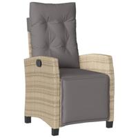 Tuinstoel verstelbaar met voetensteun poly rattan gemengd beige - thumbnail