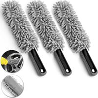 Velgenborstel - 3 Stuks Set - Grijs - Microvezel - 34cm - thumbnail