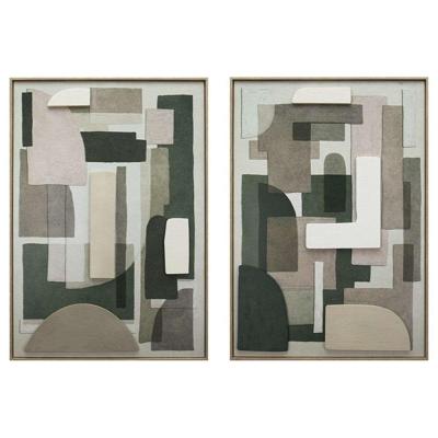 Schilderij Home ESPRIT Groen Beige Abstract Stads 70 x 3,5 x 100 cm (2 Stuks)