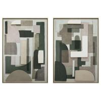 Schilderij Home ESPRIT Groen Beige Abstract Stads 70 x 3,5 x 100 cm (2 Stuks) - thumbnail