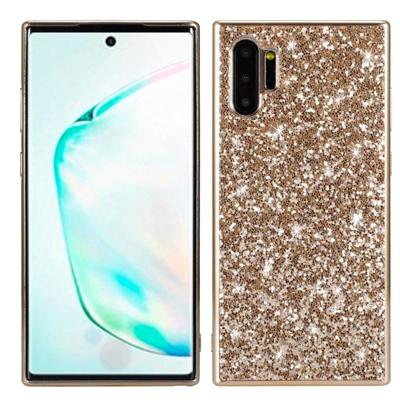 Plating glittery poeder schokbestendig TPU Case voor Galaxy Note 10 + (goud)