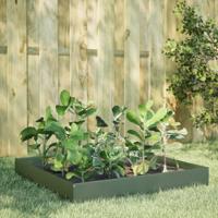 VidaXL Plantenbak verhoogd 100x100x26 cm staal olijfgroen - thumbnail