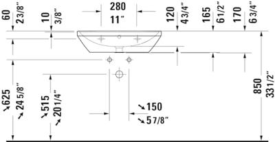 Wastafel Duravit D-Neo Met Overloop Kraanvlak 1 Kraangat 65 cm Hoogglans Wit - thumbnail