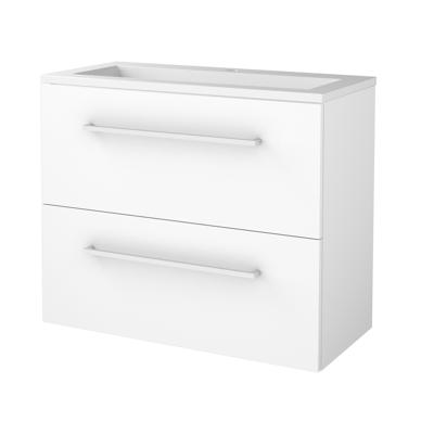 Badmeubelset BWS Salt 80x39cm Met Grepen 2 Lades Met Wastafel Acryl 1 Kraangat Ice White
