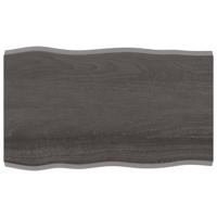 Tafelblad natuurlijke rand 100x60x(2-4)cm eikenhout donkerbruin - thumbnail