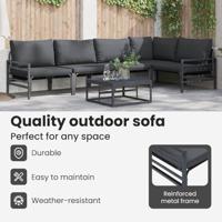 Tuinbankenset met kussen 6 pcs Zwart Staal - thumbnail