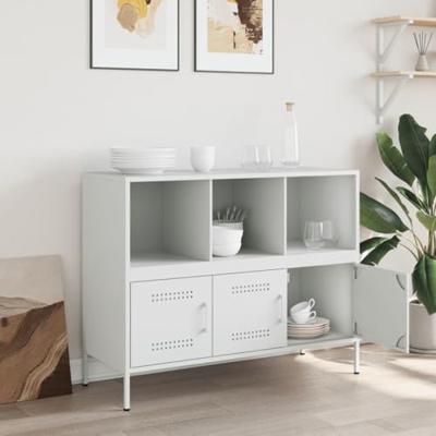 Dressoir 100,5x39x79 cm staal wit