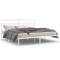 Bedframe met hoofdbord metaal wit 193x203 cm - thumbnail