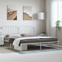Bedframe met hoofdbord metaal wit 193x203 cm - thumbnail