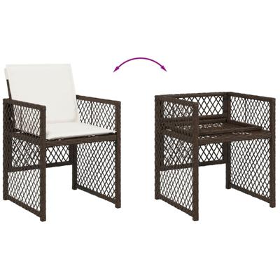 5-delige Tuinset met kussens poly rattan bruin - thumbnail
