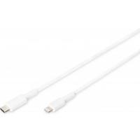 Digitus DB-600109-010-W USB-kabel USB 2.0 USB-C stekker 1.00 m Wit Afgeschermd (dubbel), Met USB, PVC-mantel - thumbnail