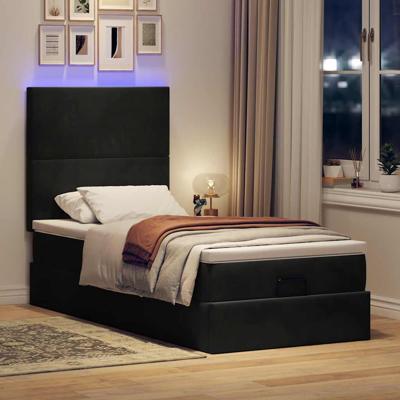 Ottoman bed met matrassen en LED's 100x200cm fluweel zwart