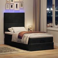 Ottoman bed met matrassen en LED's 100x200cm fluweel zwart - thumbnail
