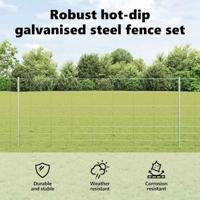 VidaXL Hek met paal zilver 1 x 25 m staal - thumbnail