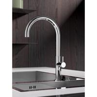 Keukenmengkraan Hotbath Fellow 1-hendel Draaibare Uitloop Geborsteld Nikkel - thumbnail