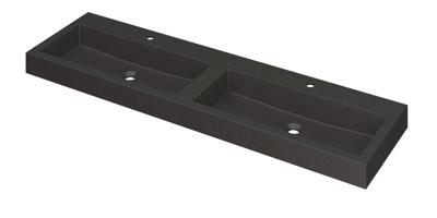 INK Wastafel Momento Quartz dubbel met 2 kraangaten 160 cm x 45 cm x 9 cm Quartz zwart 3421261