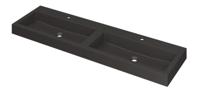 INK Wastafel Momento Quartz dubbel met 2 kraangaten 160 cm x 45 cm x 9 cm Quartz zwart 3421261 - thumbnail
