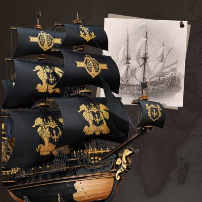 Zeilschip Robotime 3D Houten Puzzel The Seahorse Barque - thumbnail