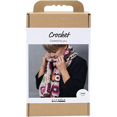 Creativ Company Hobbyset haken, sjaal, crème, warme kleuren, 1 doos