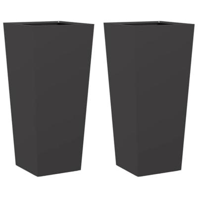 Plantenbakken 2 st 35x35x75 cm staal zwart