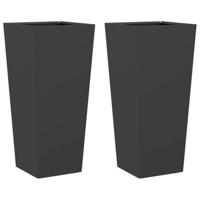 Plantenbakken 2 st 35x35x75 cm staal zwart - thumbnail