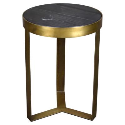 LivingFurn Salontafel 'Glennis' Ø40cm, kleur Zwart/Goud