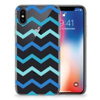 Apple iPhone X | Xs | TPU bumper | Zigzag Blauw - thumbnail