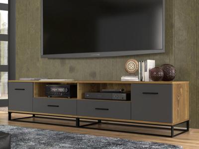 Tv-meubel ARSA 2 deuren 2 lades grafiet/bruin Tv-meubel ARSA 2 deuren 2 lades grafiet/bruin