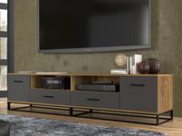 Tv-meubel ARSA 2 deuren 2 lades grafiet/bruin - thumbnail