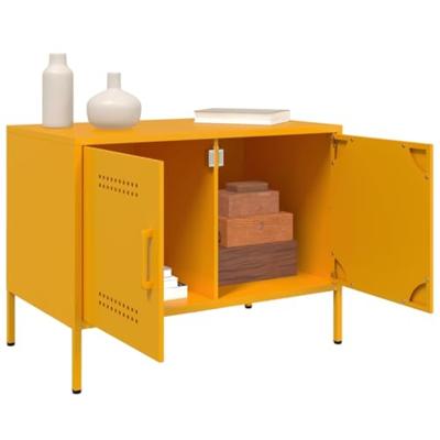 Tv-meubelen 2 st 68x39x50,5 cm staal mosterdgeel Tv-meubelen 2 st 68x39x50,5 cm staal mosterdgeel