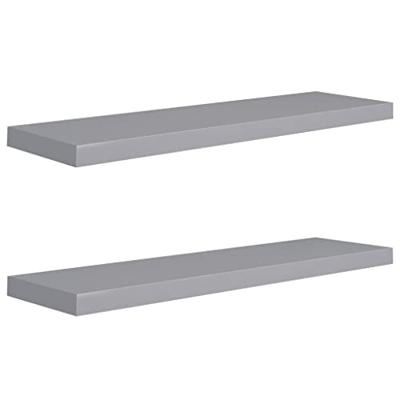 VidaXL Wandschappen zwevend 2 st 90x23,5x3,8 cm mdf grijs VidaXL Wandschappen zwevend 2 st 90x23,5x3,8 cm mdf grijs