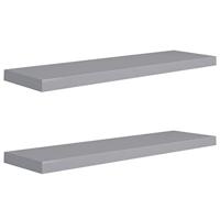 VidaXL Wandschappen zwevend 2 st 90x23,5x3,8 cm mdf grijs - thumbnail