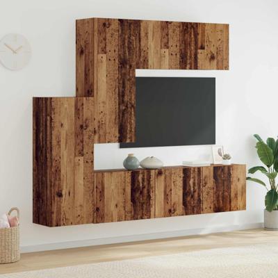 TV-wandmeubel Wandgemonteerd 5 pcs Oud Hout Bewerkt hout