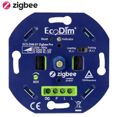 LED Dimmer 230V Zigbee - Pro - 0-250W - Druk/Draai - Inbouw - ECO-DIM.07 LED Dimmer 230V Zigbee - Pro - 0-250W - Druk/Draai - Inbouw - ECO-DIM.07